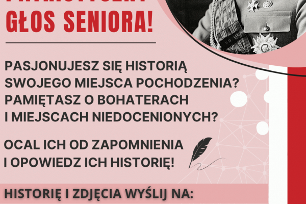 Do 15 kwietnia można nadsyłać prace na konkurs PATRIOTYCZNY GŁOS SENIORA 