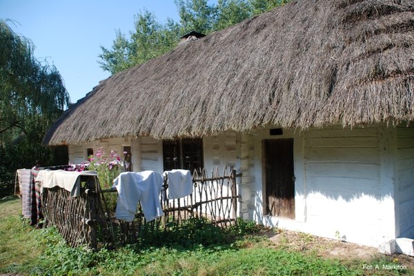 Chałupa ze Świątnik - Czterospadowy dach pokryty strzecha o schodkowych narożach